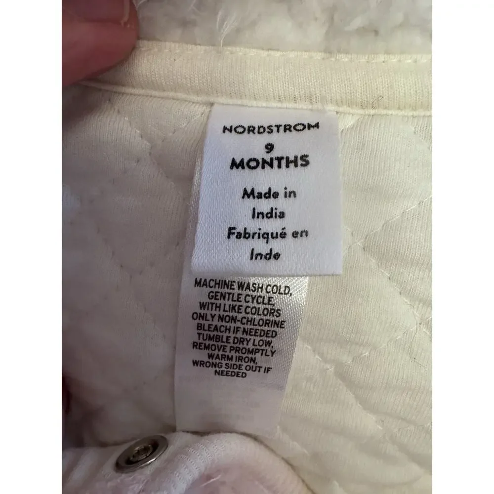 Nordstrom Light Pink Heart Print Bunting Suit 9 months Quilted Bear Suit Warm